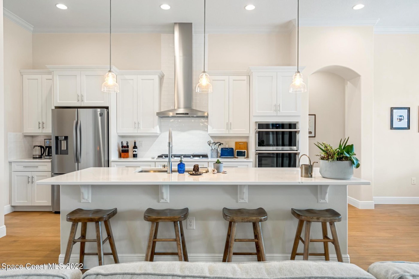 Kitchen island with four stools